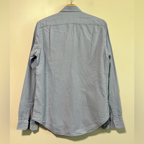 Zara Man Slim Fit Long Sleeve Button-Down Shirt Light Blue Size M - Picture 7 of 8